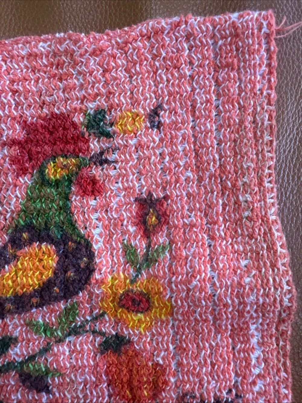 Vintage Swedish Style Printed Knit Dishcloths Lot of 4 Bird/Rooster 10x10